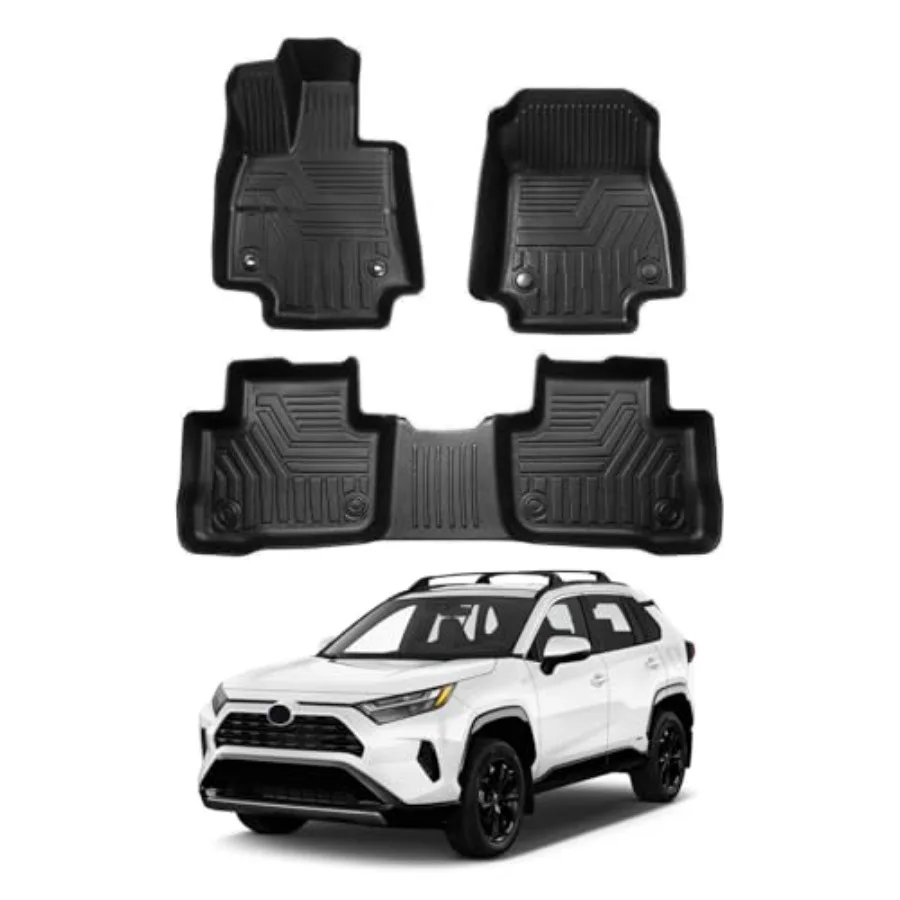 

Floor Mats for 2019-2024 2025 Toyota RAV4 Accessories All Weather Floor Liner 3D TPO 1st 2nd Row Floor Mat Heavy-Duty Floor Lin