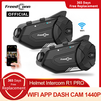 Freedconn R1 Pro Bluetooth Motorcycle Intercom Helmet Headset Group Speaker Headphone WiFi App Motorbike Dash Cam Moto Auto Dvr