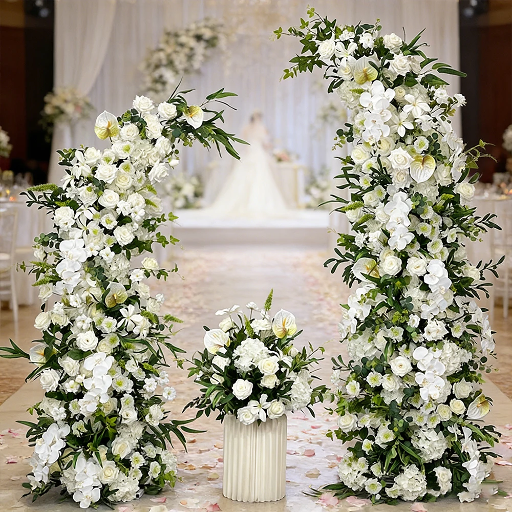 

Роскошная искусственная цветочная композиция из белых роз и зелени для свадебного фона, арки, мероприятий и вечеринок, декоративные элементы
