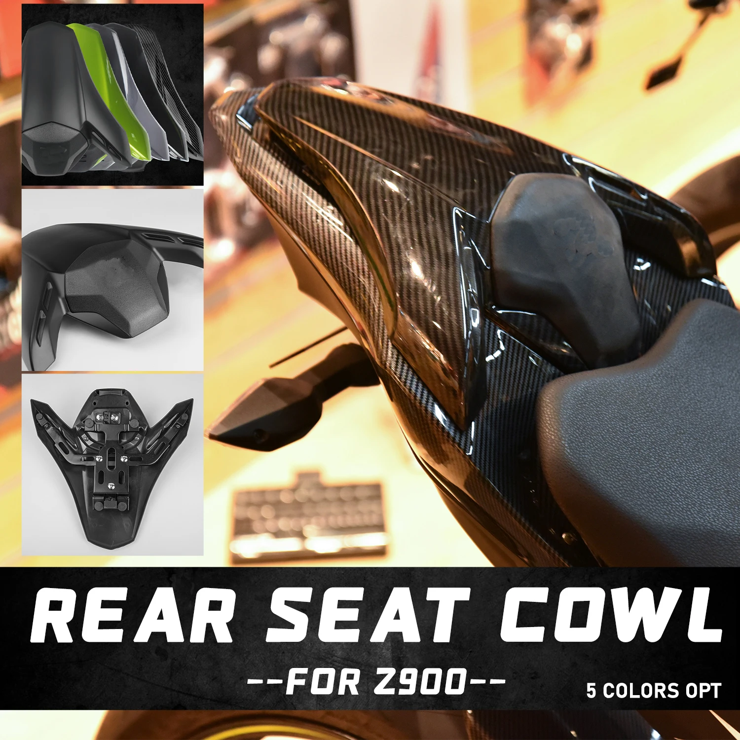 WOLFLINE Rear Seat Cover Cowl For Kawasaki Z900 2017-2024 Z900 SE 2022-2024 Motorcycle Passenger Pillion Cushion Fairing