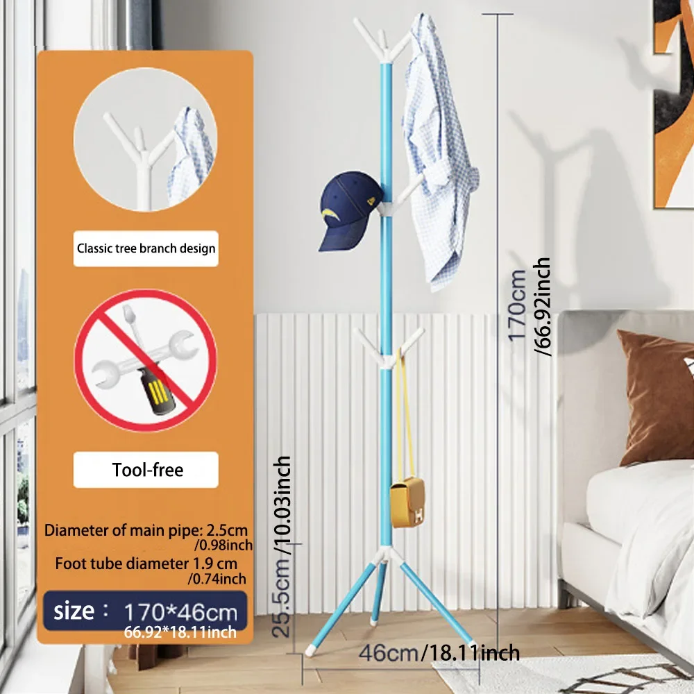 1pc, iron floor-mounted clothes rack, tree branch coat rack, vertical hall, living room, bedroom