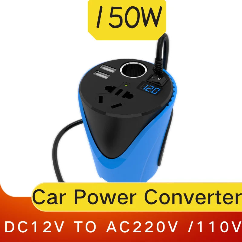 Portable QC3.0 Car Charger DC12V to AC220V or 110V 150W USB Car Charger Lighter Fast Charging Car Phone Charger Adapter