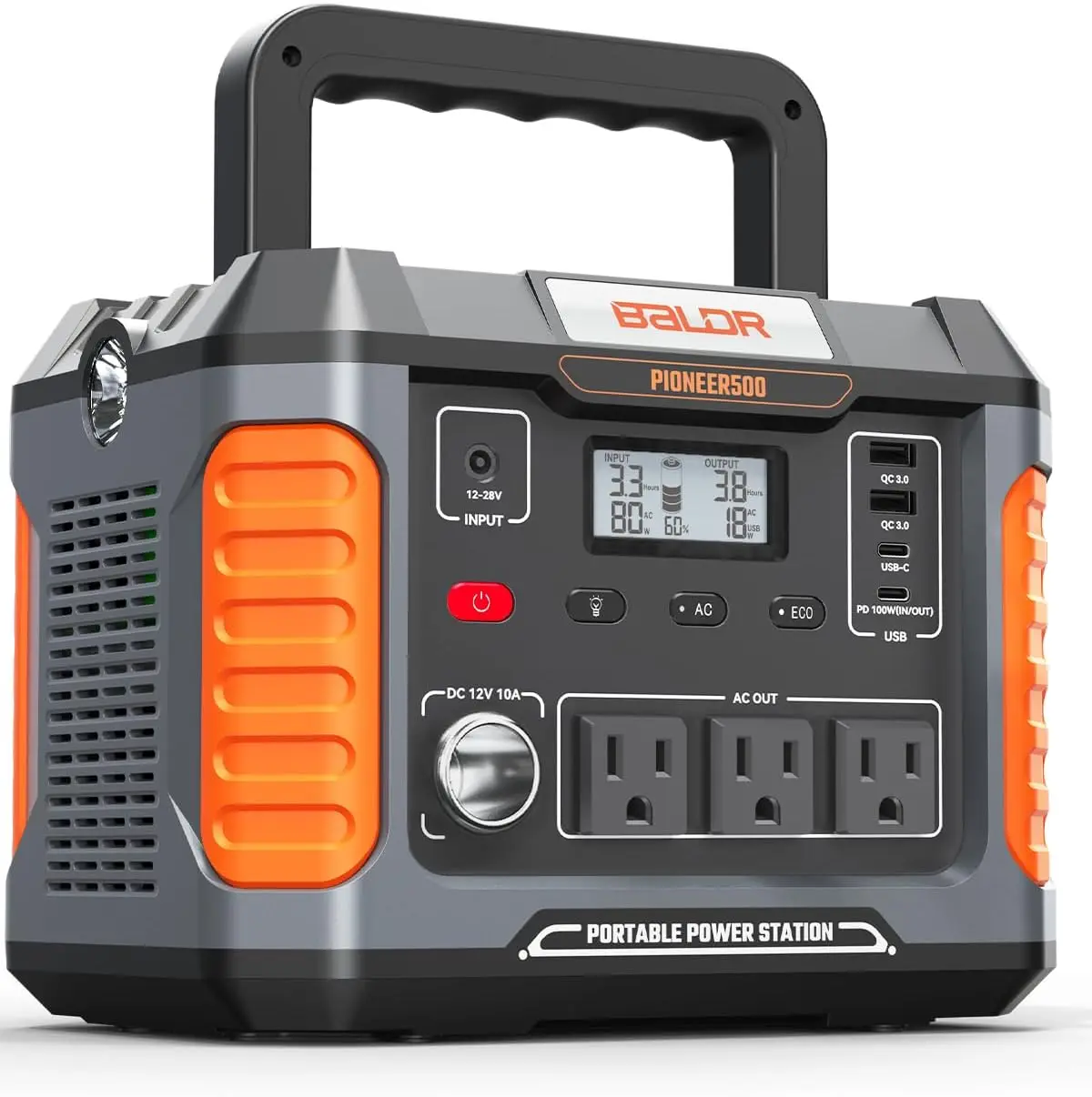 

Portable Power Station, 500W Output, 288Wh Capacity, AC Outlet, USB Ports for Home Camping Emergency