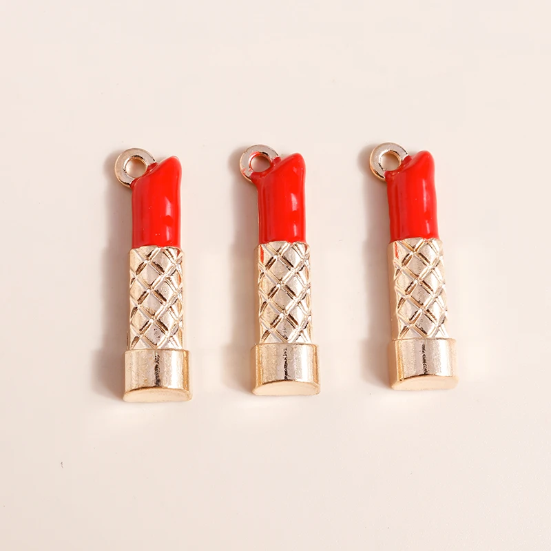 Leslie 10 Stück Mädchen süße Nagellack Lippen rote Lippenstifte Charms für Frauen Ohrringe Armband Halskette Schlüsselanhänger Schmuck Makiing DIY – Detail 22
