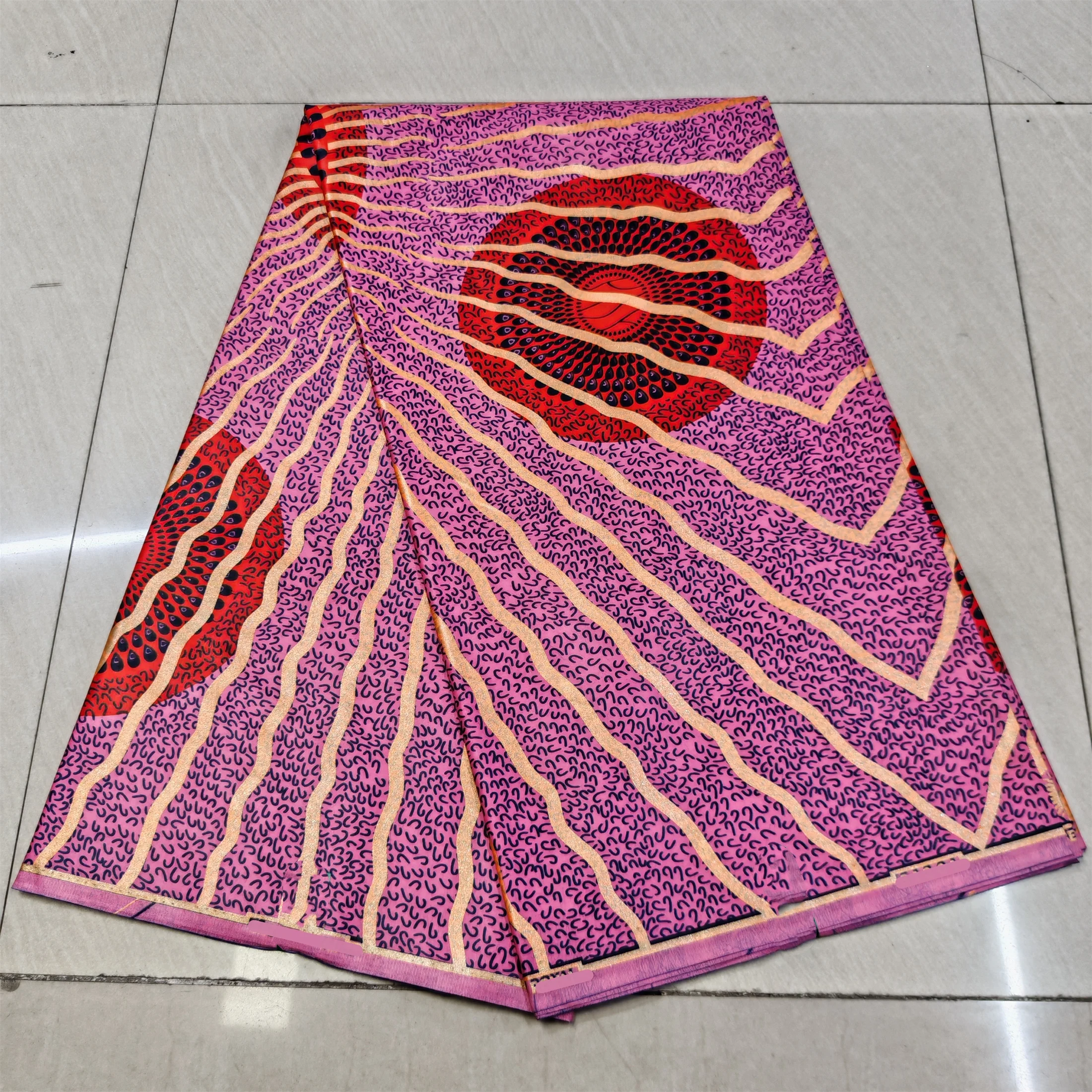 New Golden Ankara Sasin Cotton Wax 6yards African Glittle Grand Wax Fabric Pagne Satin Shine Batik Wax for Dress Y6-827-2