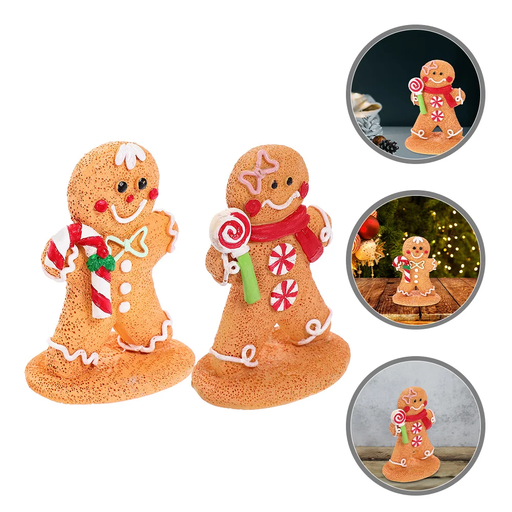 

2pcs Decoration Mini Christmas Ornament Resin Holiday Party Favor Tabletop Xmas Decor Centerpiece Christmas Miniature
