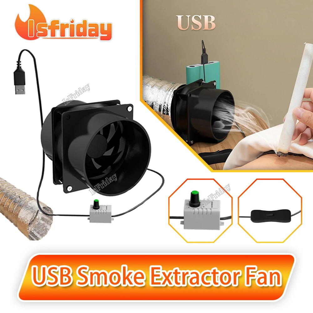 USB Adjustable Speed Solder Smoke Absorber ESD Fume Extractor Fan Pipe Duct Exhuast Fan with 1M Pipe Tub Ventilation Fan