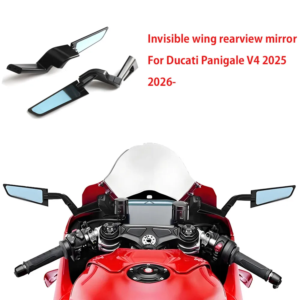 New Motorcycle Rearview Mirror Invisible Rearview Mirror Sports Winglet Wind Wing  For Ducati Panigale V4 v4s 2025 2026