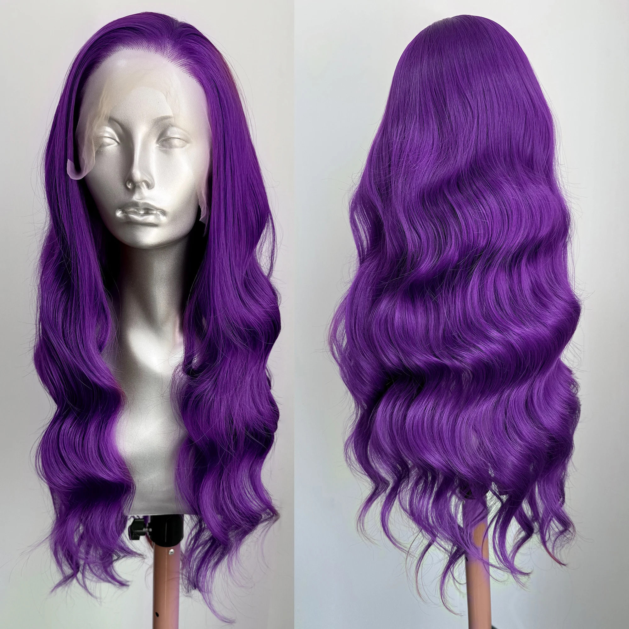 AIMEYA Burgundy Lace Wig 13x4 Long Body Wave Lace Front Synthetic Hair Wigs for Women Natural Hairline Daily Wear Cosplay