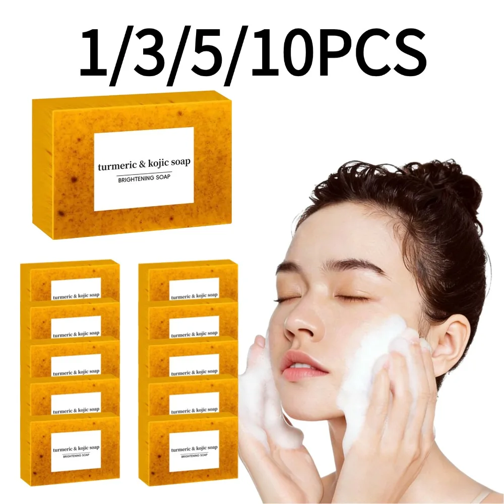 Jabón Artesanal de Cúrcuma para Lavado Facial y Corporal, Control de Grasa, con Jengibre, Limón y Ácido Kójico, Limpieza Profunda, Cuidado Facial, 1/3/5/10 Piezas