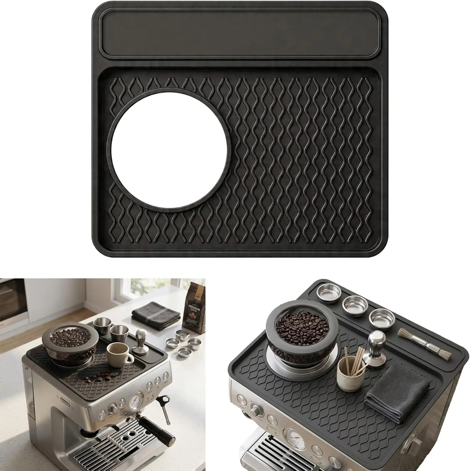 LMETJMA Espresso Coffee Machine Tamping Mat Compatible with Breville 870/880 Non-Slip Silicone Coffee Machine Top Mat Pad