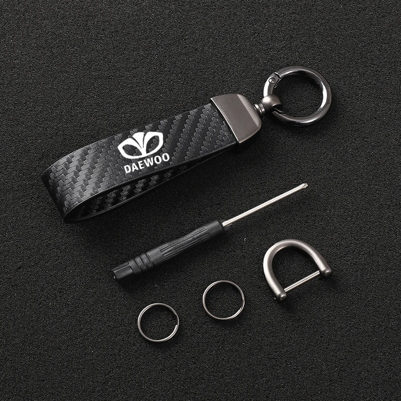 High-Grade Leather Motorcycle keychain Horseshoe Buckle Jewelry for Daewoo Badge Winstom Espero Nexia Matiz Lanos  Accessories