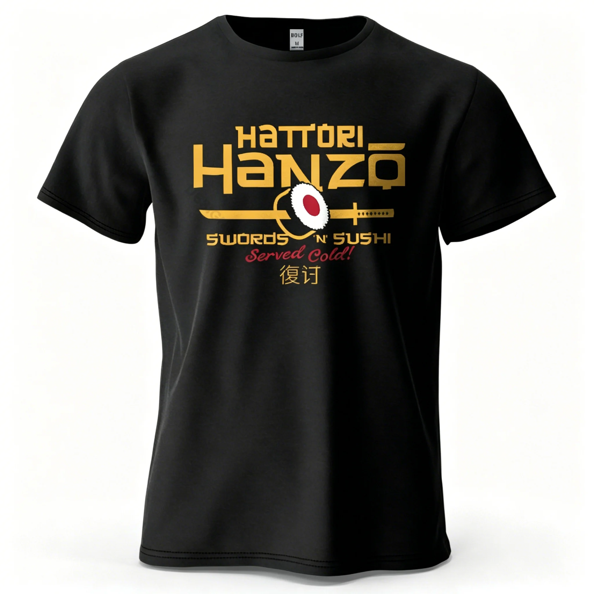 Männer Frauen Hattori Hanzo T-Shirt Swords and Sushi Movie Graphic Tee Lässiges japanisches Retro-Kurzarm-T-Shirt aus Baumwolle Streetwear T-Shirt – Detail 11