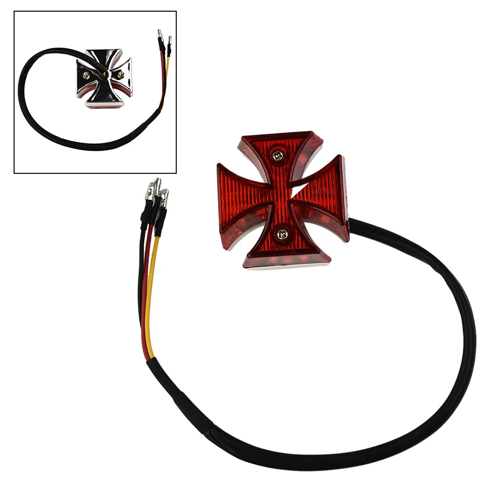 

Brake Motorcycle Tail Light Running Maltese Cross LED Rear Universal Quads Chrome Choppers DC 12V Dirt Bike Plate