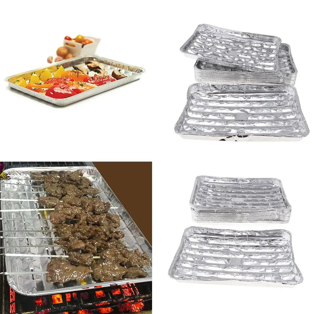 40pcs Disposable Aluminum Barbecue Grilling Trays Outdoor BBQ