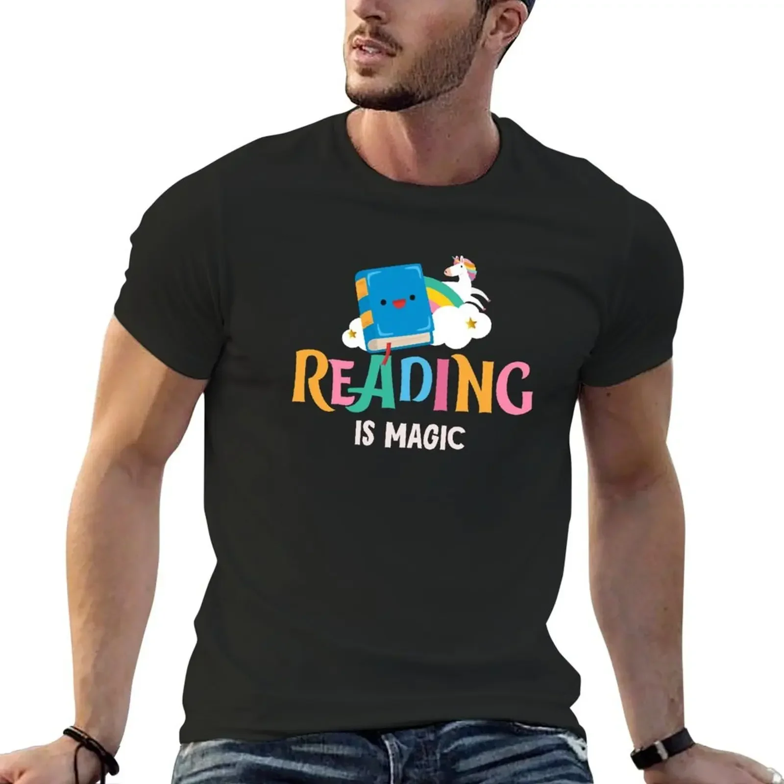 Reading is Magic Book Lover Design T-Shirt baggy shirts designer shirts vintage t shirts sublime anime men