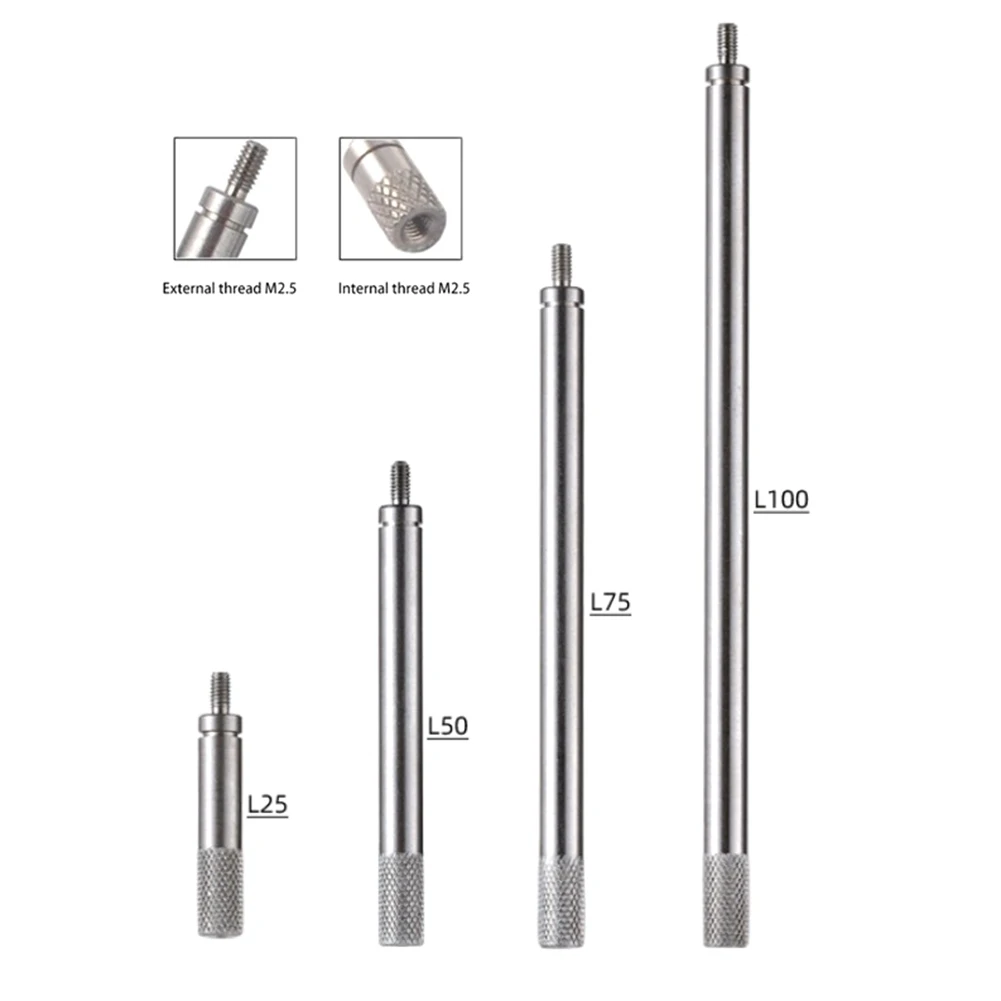 4Pcs Dial Digital Indicator HSS Dia 5mm Indicator Dial Rod Extension Stem Rod 25/50/75/100mm Length M2.5