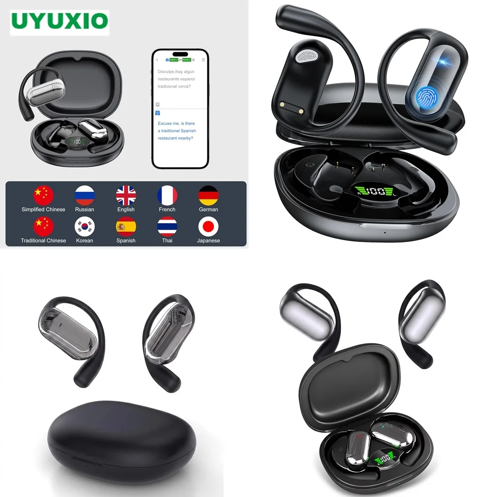 Translator Headphones BT 5.4 Real-Time Translation 4 Modes No Subscription Open-Ear OWS Wireless Earbuds 144 Languages Pro