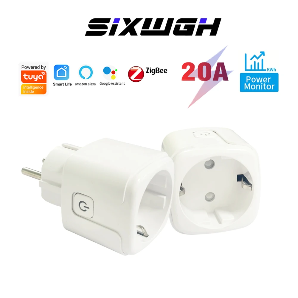 SIXWGH Zigbee Smart Socket EU Wireless Remote Control/Timer Switch/Energy Monitoring Compatible With Google Home&Alexa