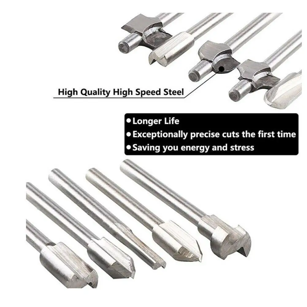 10pcs Metal Multi-function HSS Router Drill Bit Rotary Tool Set Woodworking Carving Drill For Wood Acrylic PVC Plastic