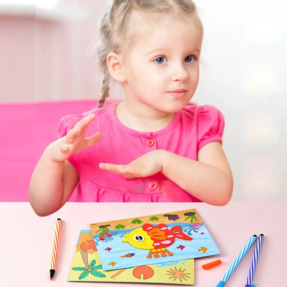 

10Pcs/Set EVA 3D EVA Foam Stickers Double Sided Use Water-proof Early Education Reusable DIY Puzzle Sticker Preschool Learning