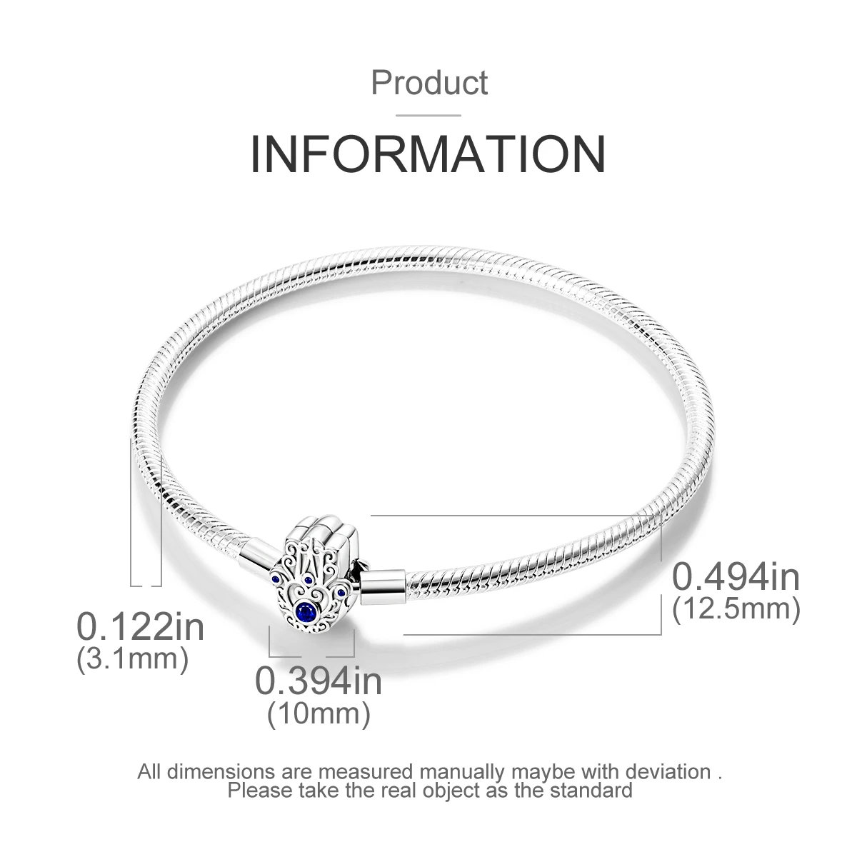 925 Sterling Silber Original Schlangenkette Herzverschluss Perlen-Sicherheitskette Armbänder Passend für Charms DIY Schmuck für Frauen – Detail 35