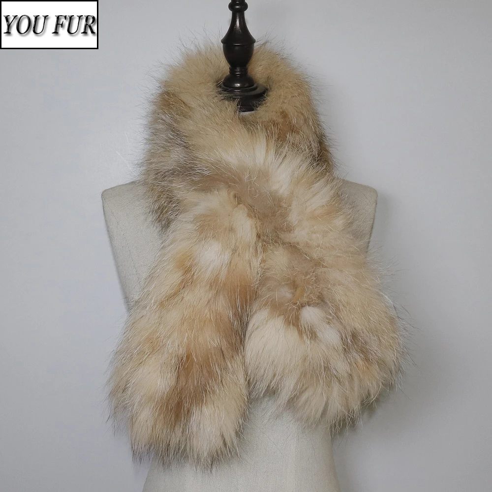 

Hot Sale Women Winter Warm Natural Fox Fur Scarf Ring Knit Real Fox Fur Lady Fashion Neckerchief Scarves Women Real Fur Bandana