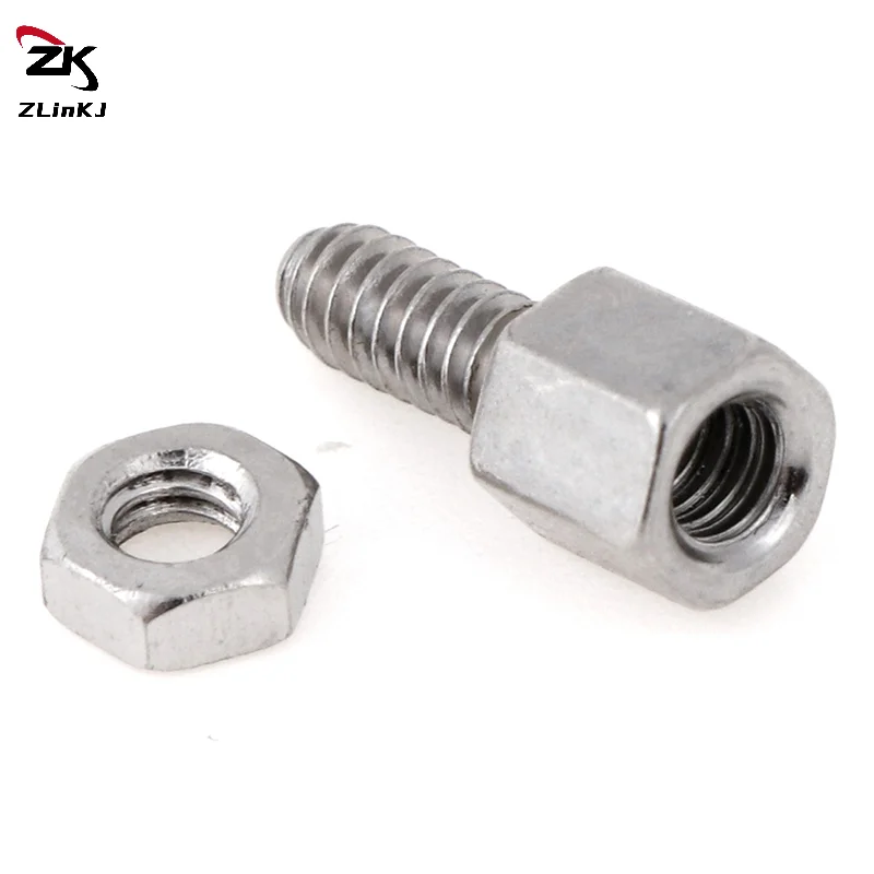 10Sets Stud Bolt & Nuts Screw 5+7 mm Header Plate Bracket D-Sub VGA Serial Metal Screw Nut Connector