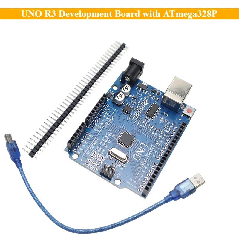 1Pcs UNO R3 Development Board with ATmega328P Chip with Pin Header + USB Cable for Arduino IDE DIY Electronics Projects
