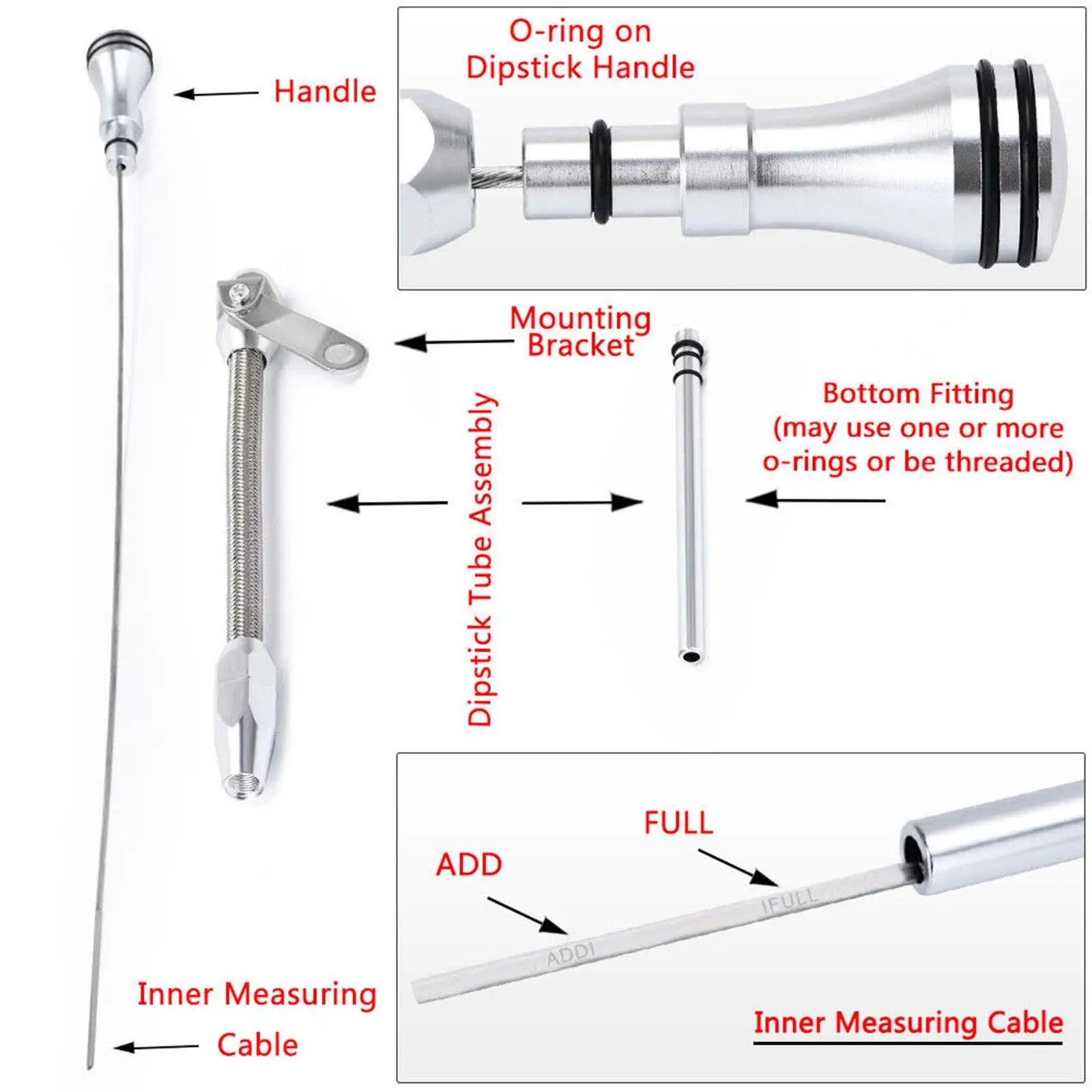 Engine Oil Dipstick Multifunction Durable Transmission Dipstick for Chevy Sbc 267 305 Car 4.4 5.7 6.6 350 400 Parts