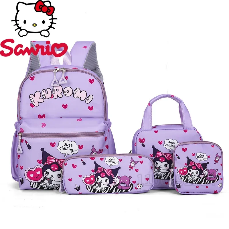 Sanrio hello kitty novas meninas mochila marca de luxo conjunto de 4 peças moda menina mochila dos desenhos animados das crianças grande capacidade