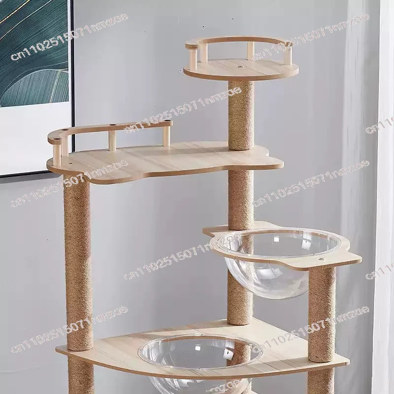Cat Bed Removable Cushion Durable Sisal  Cat Climbing Tree Large Modern Multi Level Cat Tree Condo Scratching Post Space Capsule