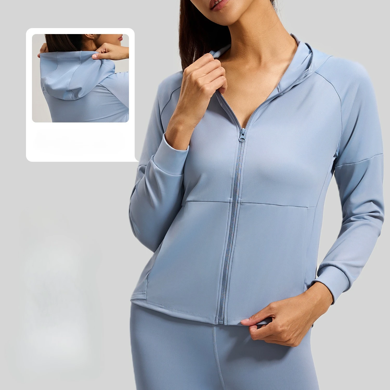 Autumn Spring Women Sport Jacket Zipper Loose Yoga Sports Hoodies Long Sleeves Running Jacket Gym Workout Hooded Tops Sweatshirt