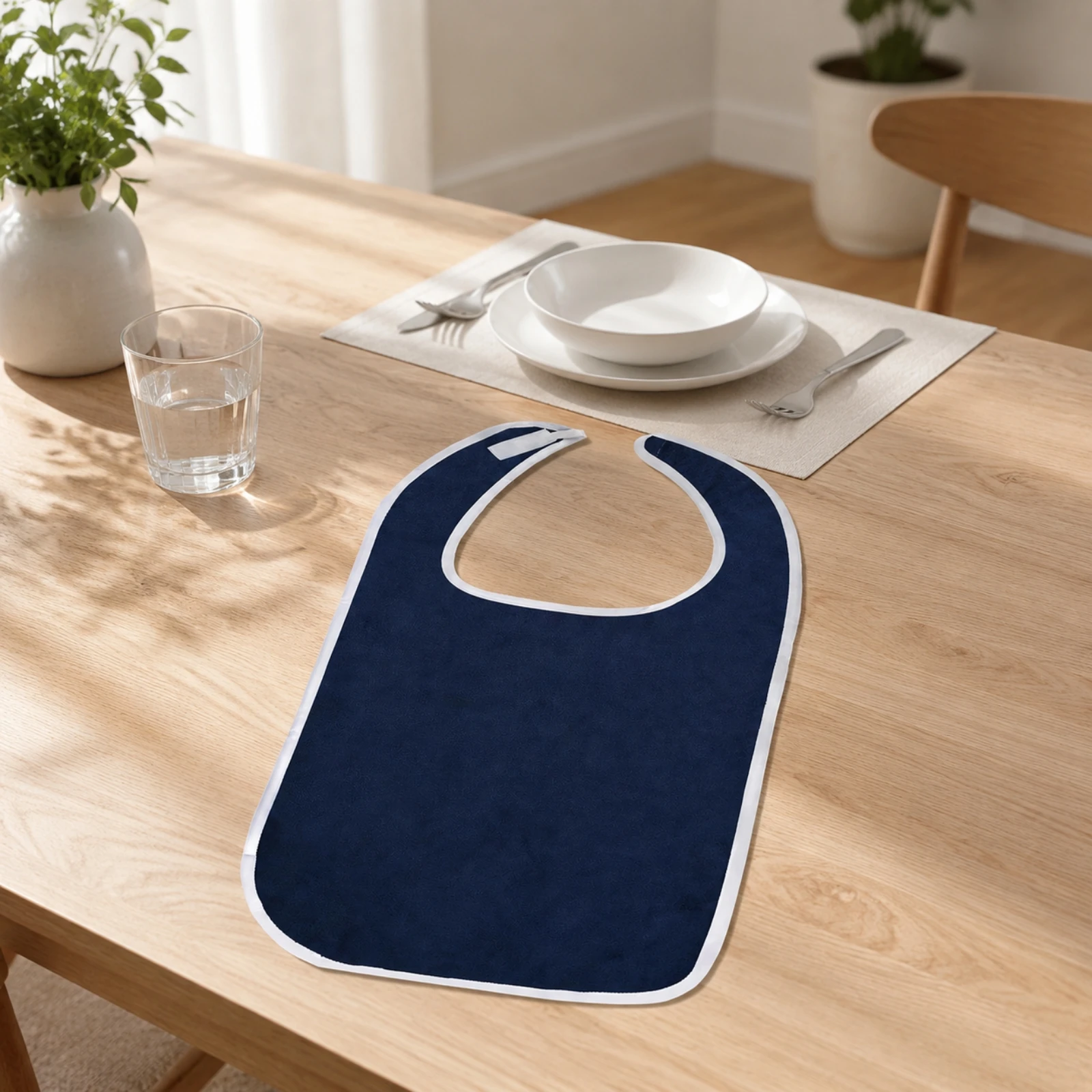 Sleeveless Adult Bib with Edge Binding Soft Adult Bib with Hook-and-Loop Closure Clothing Protector Long-Lasting One Size Fits