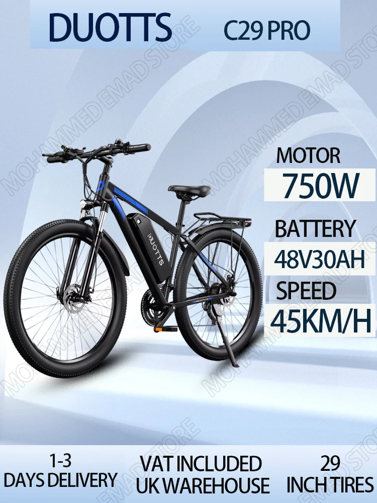AliExpress DUOTTS C29Pro E-bike 750W Powerful Motor 48V15AH/30AH Removable Lithium Battery Adult Electric Bike 29-inch Tire Mountain E-bike