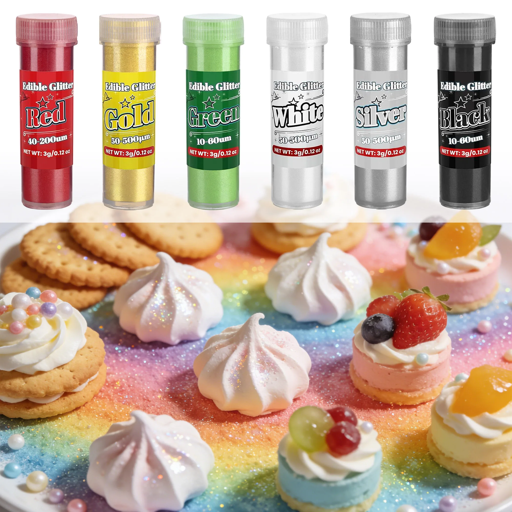 Regenbogen-Glitzer, Schillernde Rosa Streusel Kuchendekoration, Cupcake-Kekse Getränke Ostern Frauen- und Muttertags-Dekorationen – Detail 4