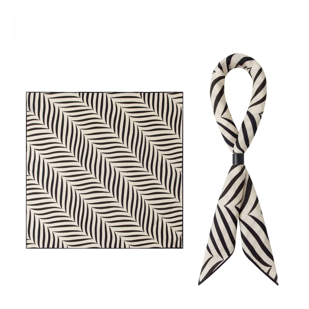 busin-men's-double-sided-silk-woolen-square-scarf-bla-white-wave-pattern-versatile-scene-daily-commuting-ne-scarf