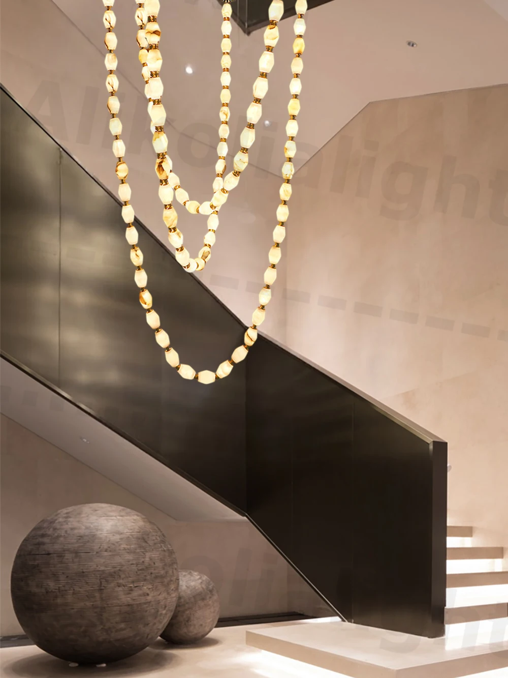 Transform Your Living Room With Our Natural Marble Strap Chandelier Elegant Design Gold Silver Hardware Dimming Function