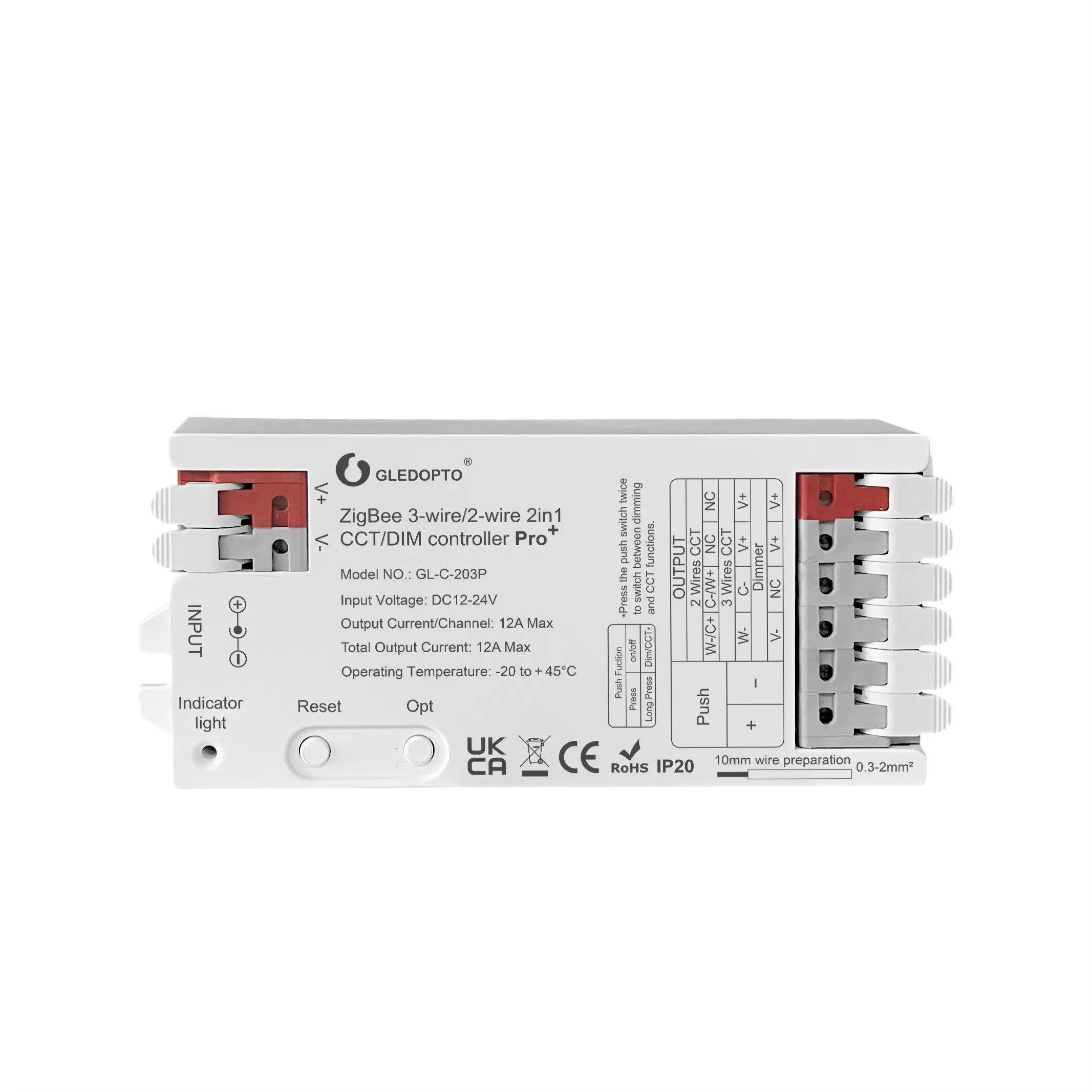 GLEDOPTO ZigBee 3.0 Pro+ 5/2 in 1 LED Strip Controller 20A Max RGBCCT/RGBW/RGB/CCT/Dimmer Alexa Homey APP Spraakbesturing - afbeelding 1