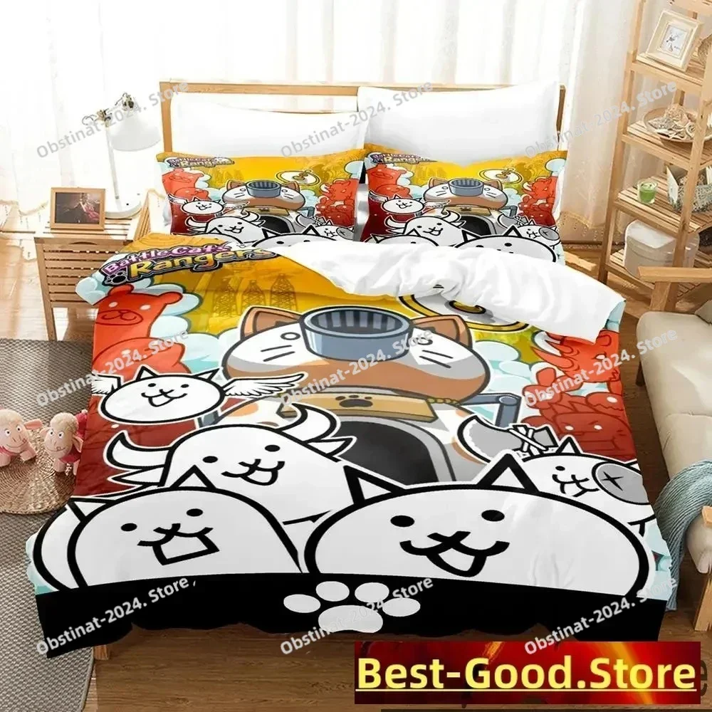 Game The Battle Cats Unite Printed Bed Set Duvet Cover Pillowcase Bedding Set Bed Linen Sheet Quilt Cover Full Queen King Size