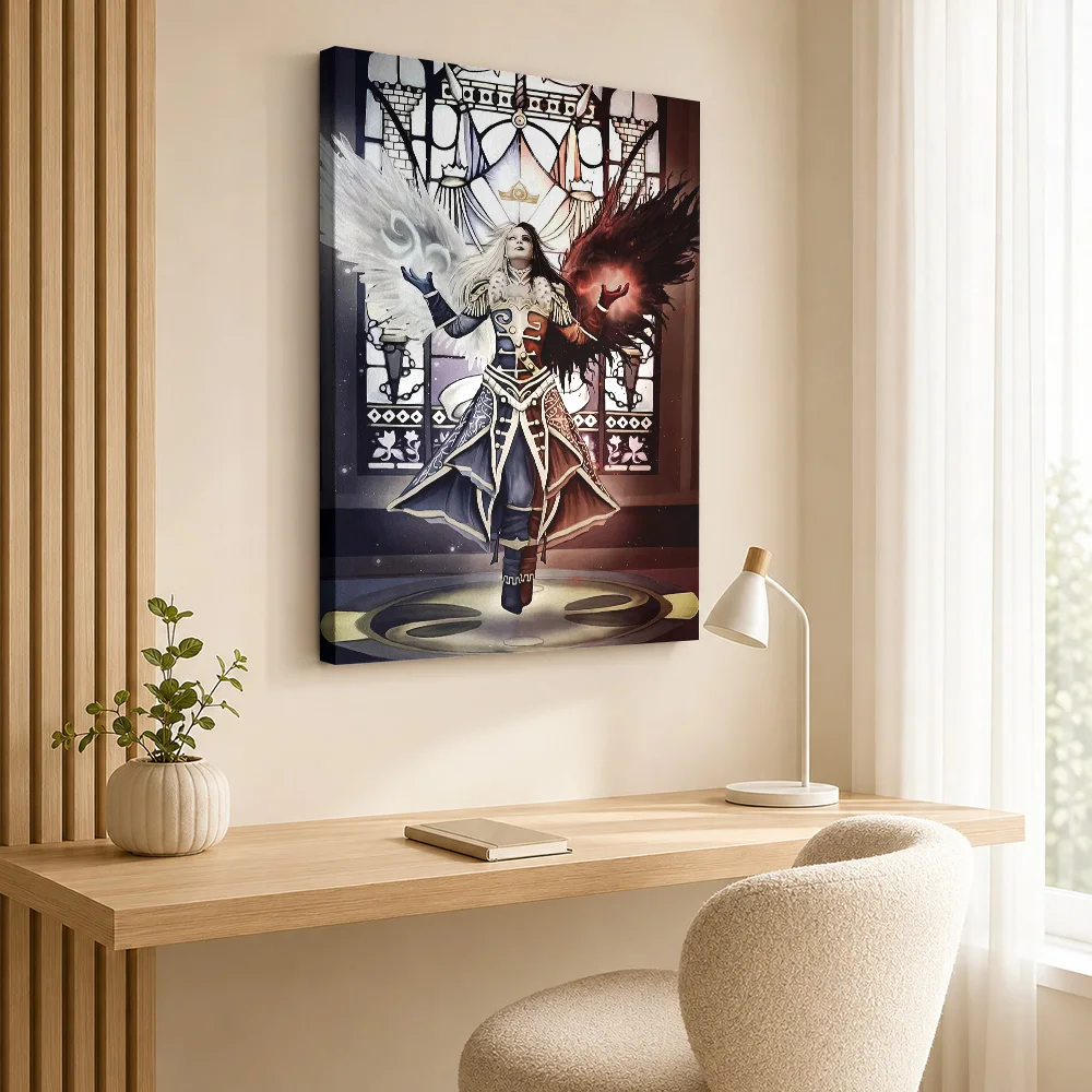 Angel and Demon Wings Framed Canvas Poster Custom Gothic Horror Wall Paintings Decoration for Home Theater Gift for Collectors