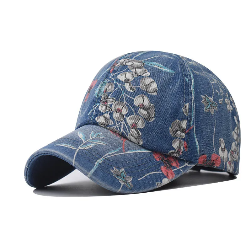 

Boho Tropical Print Baseball Cap for Women Outdoor Washed Denim Cap Female Fashion Visor Men Sport Sunscreen Hats