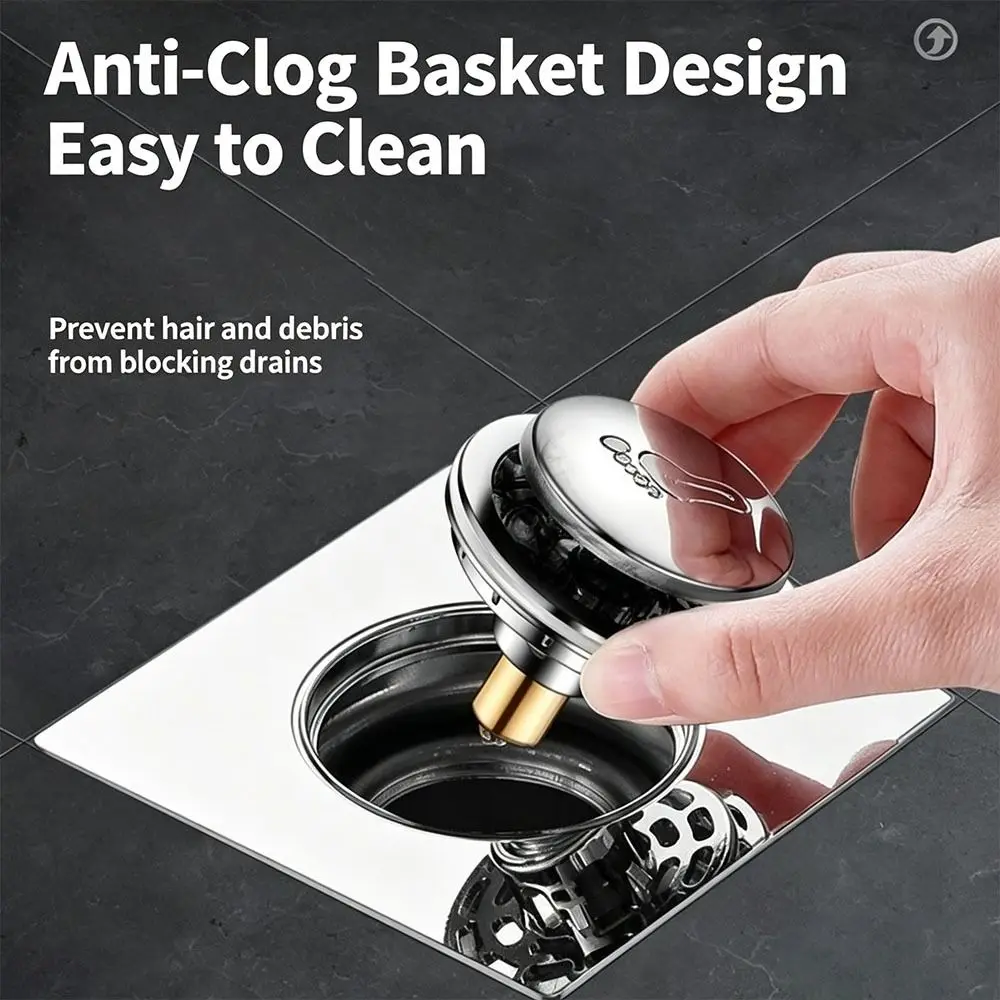 Stainless Steel Floor Drain Cover Spring Core Sealing Structure Drain Cover Strainer Foot Press Backflow Preventer