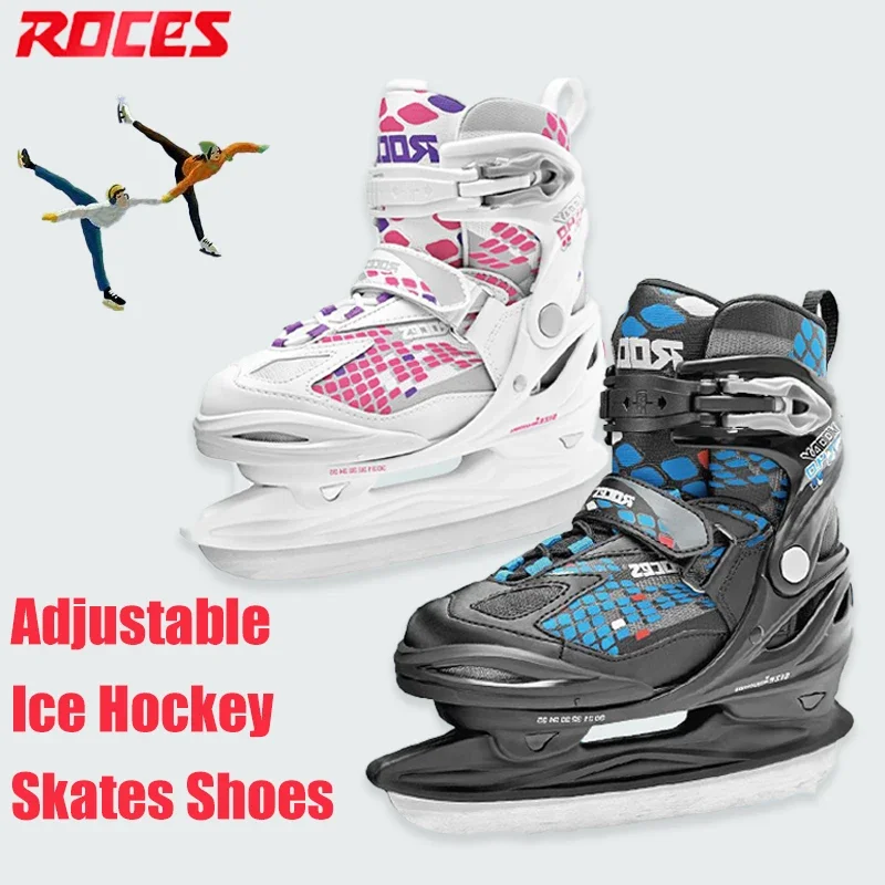 

ROCES Adjustable Ice Figure Skates Shoes with Ice Blade Thermal Patins Warm Thicken Ice Hockey Skates Shoes Recommend Beginner
