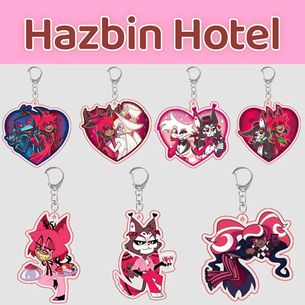 

Anime Hazbin Hotel Acrylic Keychain Vox Alastor Lucifer Morningstar Husk Angel Dust Backpack Accessories Valentine's Day Gift