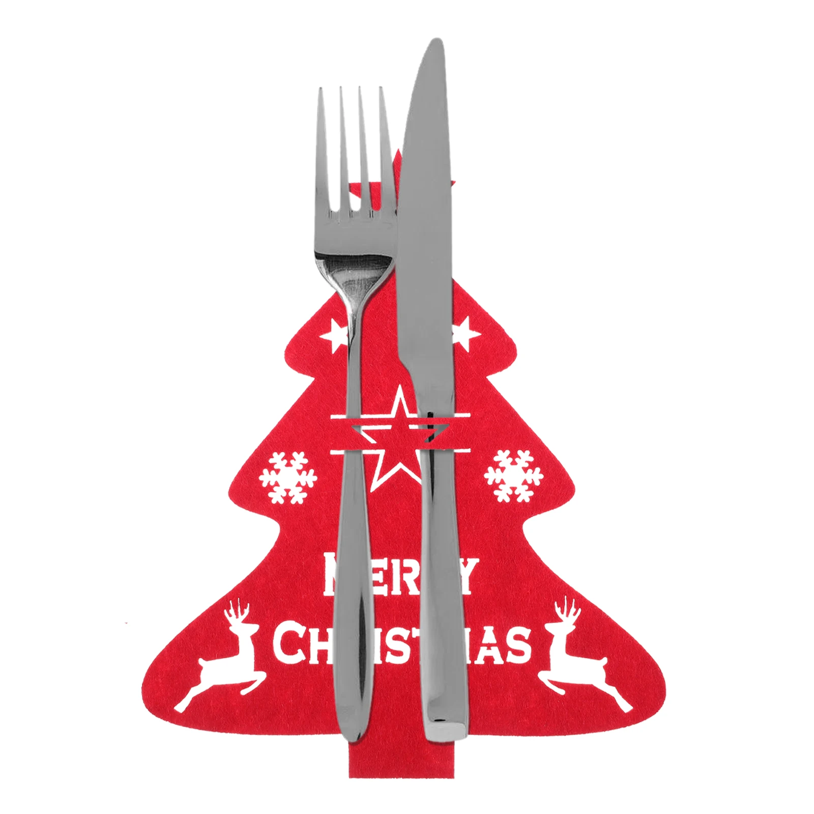 

4 Pcs Christmas Tree Knife and Fork Suit Cutlery Holder Decoration Holiday Silverware Wedding Party Set