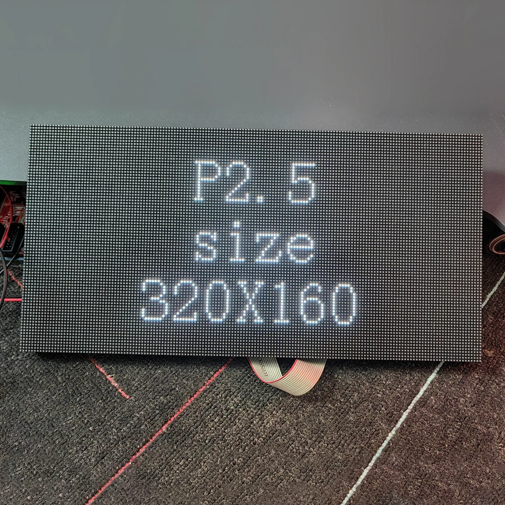 Módulo de Display LED Indoor Full Color, P2.5, 320mm x 160mm, 128x64 Pixels, SMD2121, 32Scan, RGB, Painel LED para Kit Eletrônico
