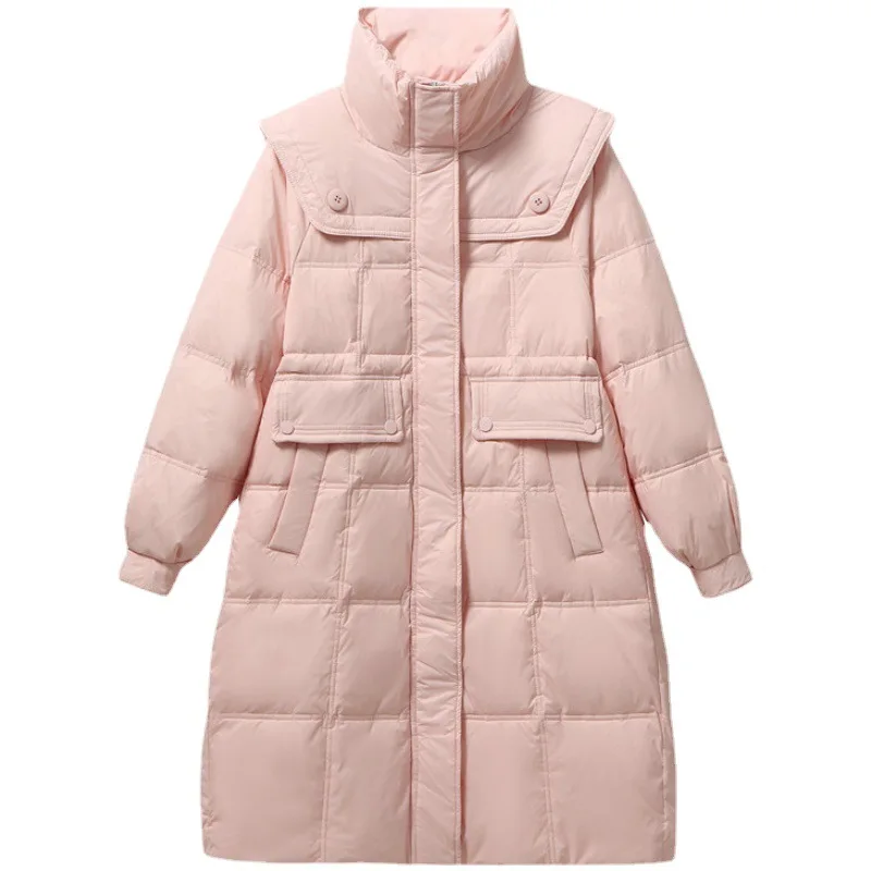 

New Winter Long Puffer Down Jacket Women Korean White Duck Down Casual Loose Female Parkas Snow Outwear s429