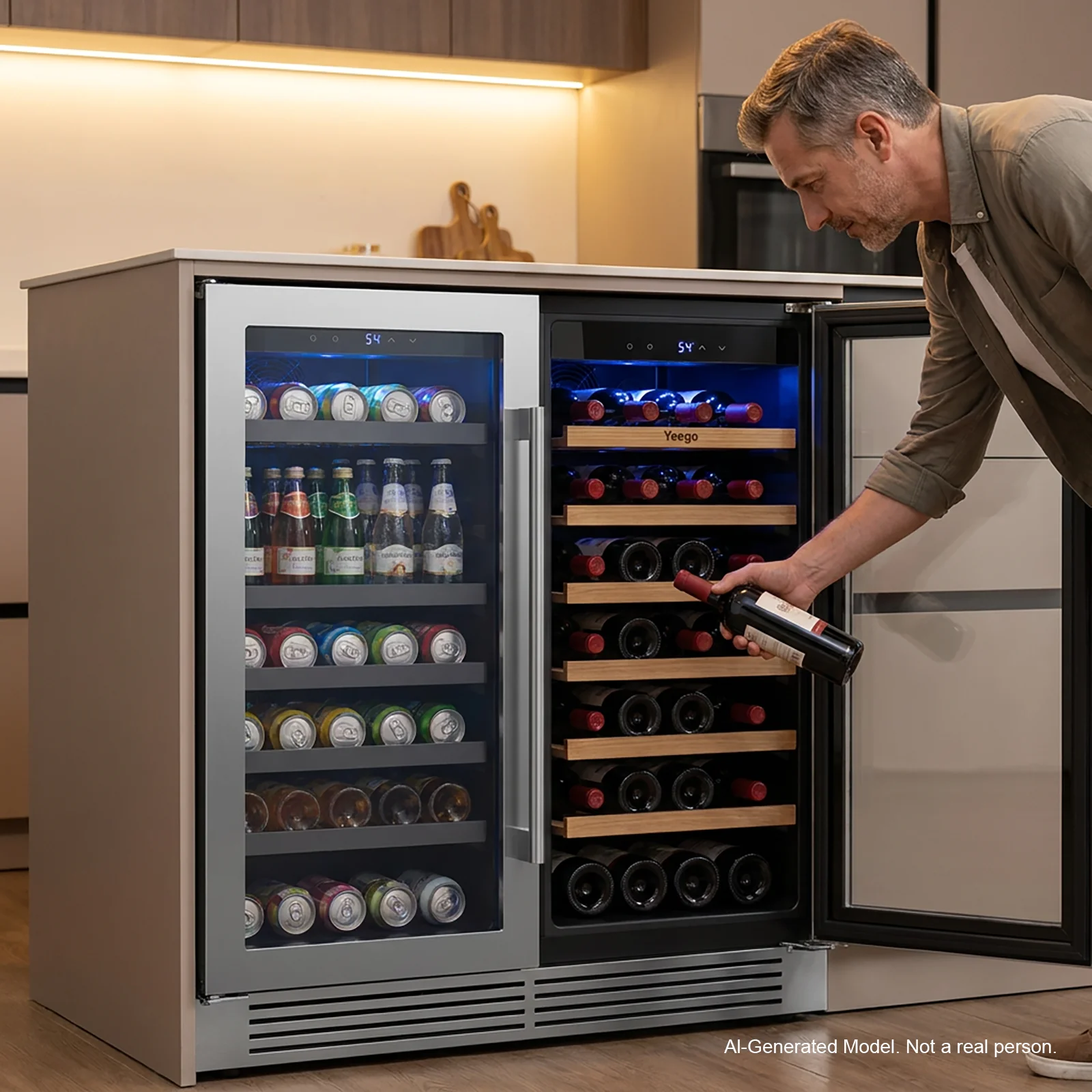 30 Inch Wine Cooler Refrigerator Stainless Steel Glass Door Embedded in The Wine Cabinet, Built-in under Counter Beverage Wine Cooler