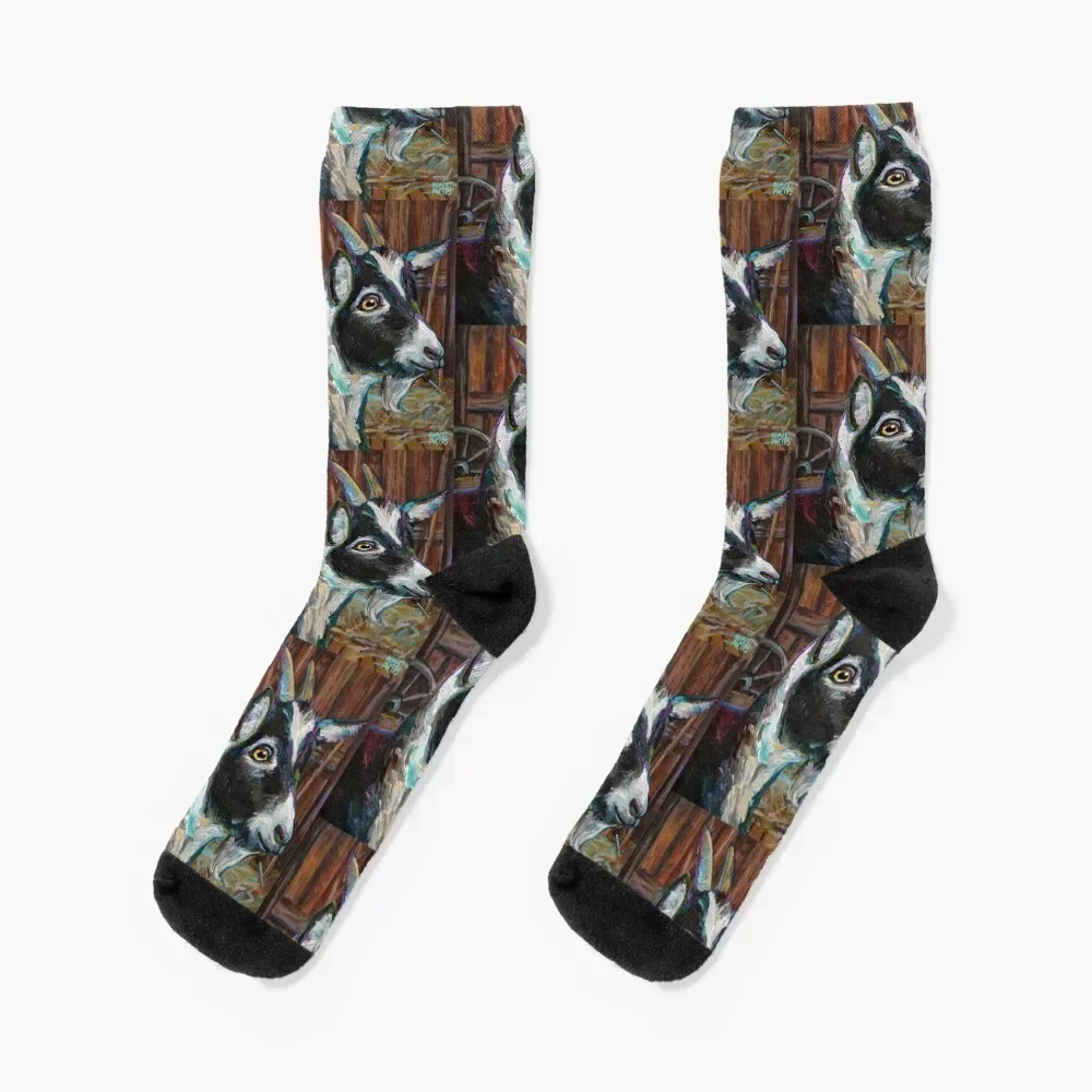 

Cute Baby Goat in a Barn Socks retro cycling luxe soccer anti-slip Men's Socks Women's